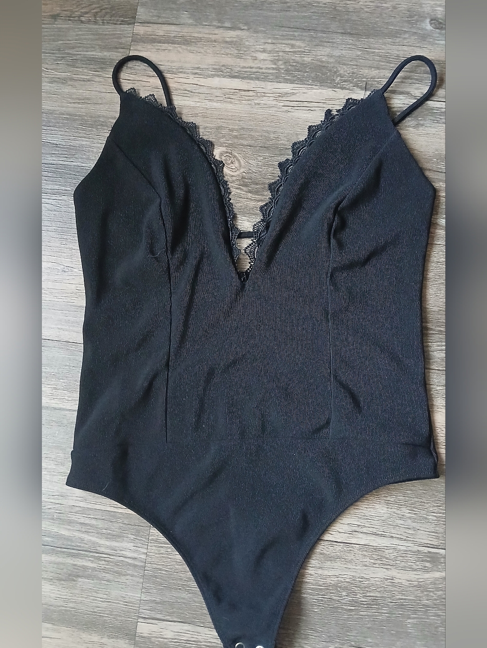 Express Black Lace-Trim Bodysuit Tank Top - Picture 3 of 13